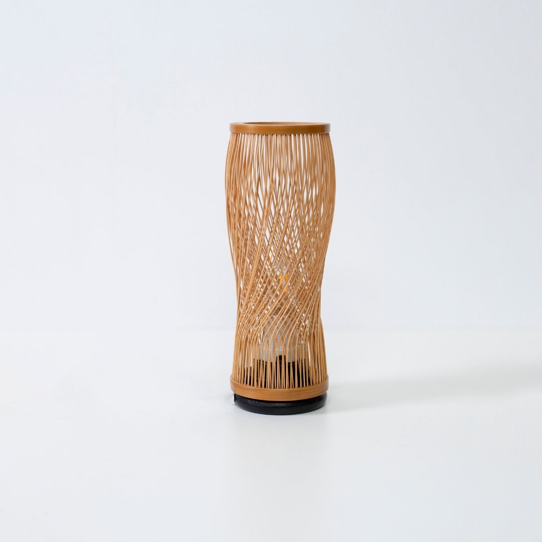 Japanese Bamboo Table Lamp “Single Bloom” – Unique Wood Lamp for Japandi Living Room