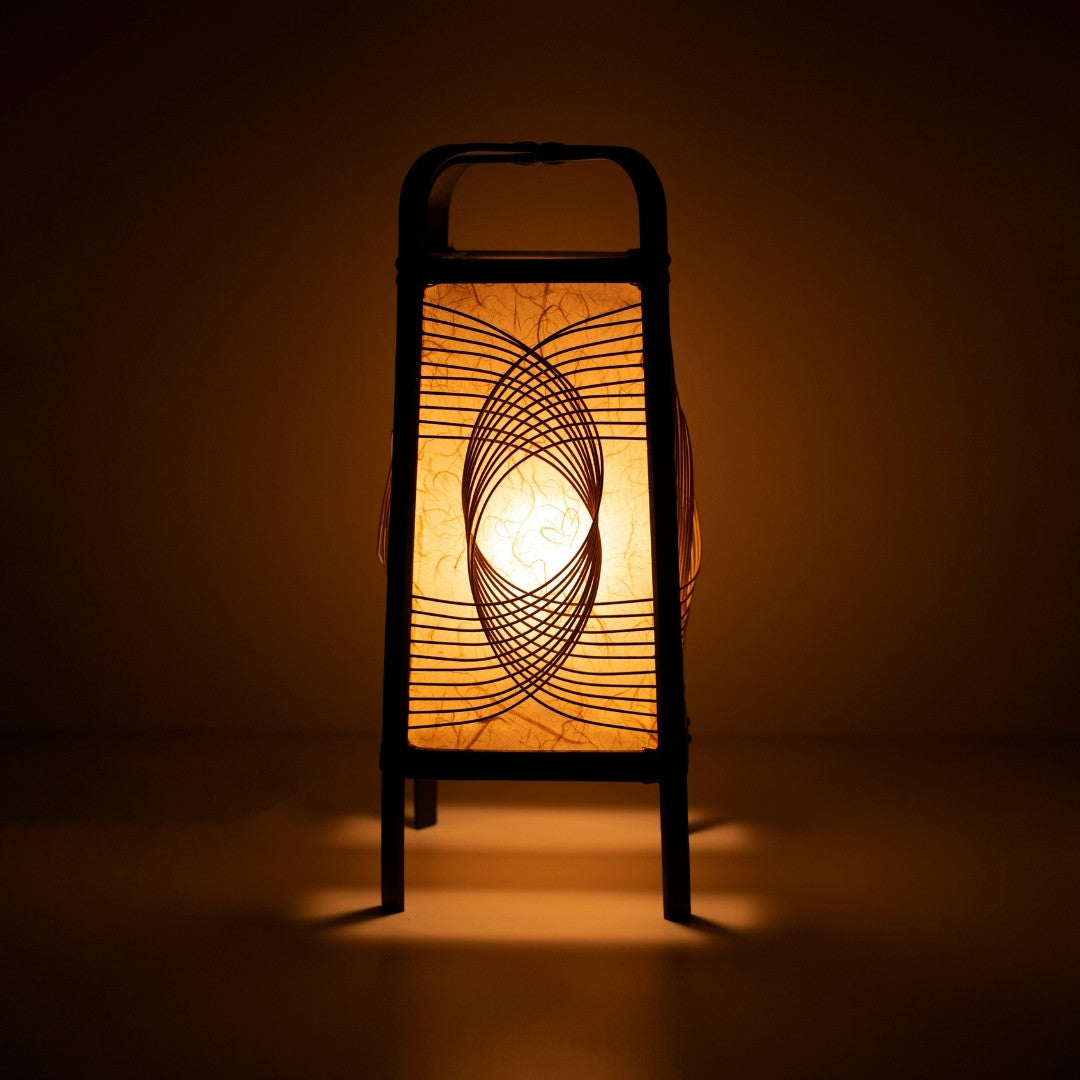 Japanese Bamboo Floor Lamp "Sunlight" illuminating a dark room - Unique Bamboo Lamp for Cozy Living room & Japandi Bedroom