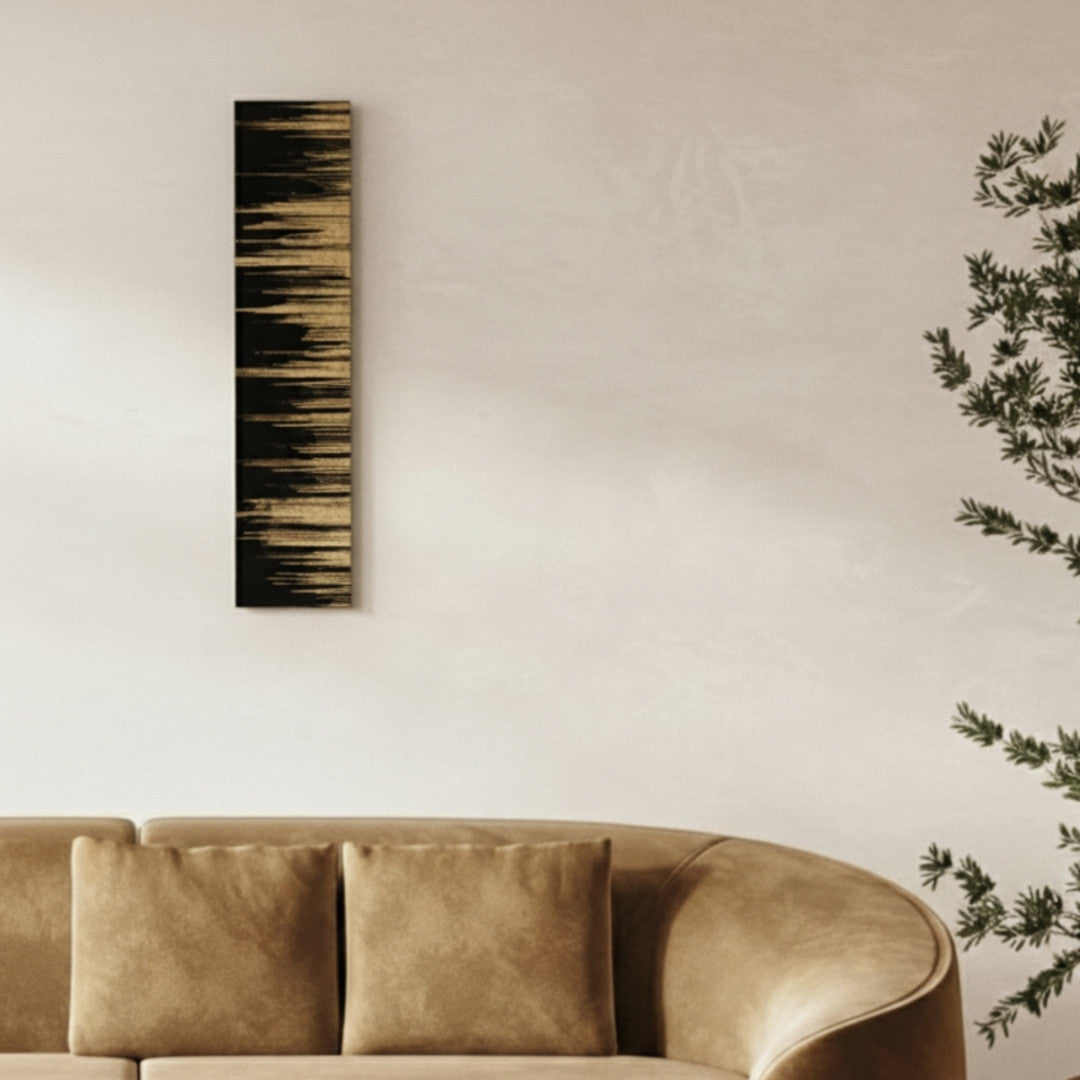 Japanese wall art Kushibiki black small on wall – modern wabi sabi Japanese wall decor