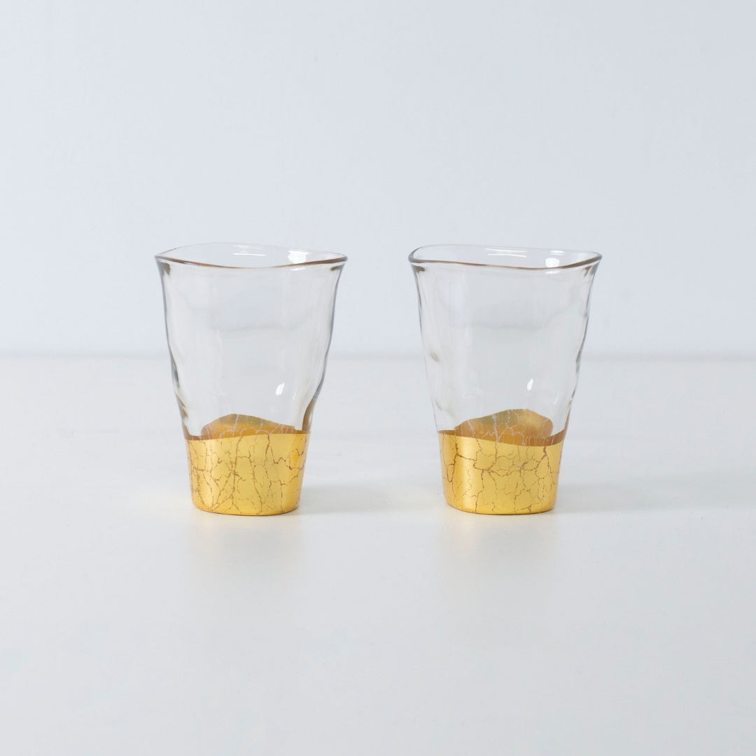 Grote Japanse sake glazen set met handmatig aangebracht goudfolie ontwerp, ideaal voor cocktails of gekoelde sake