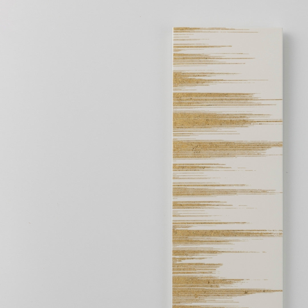 Japanese wall art Kushibiki white small – wabi sabi wall art with Kanazawa brass lines