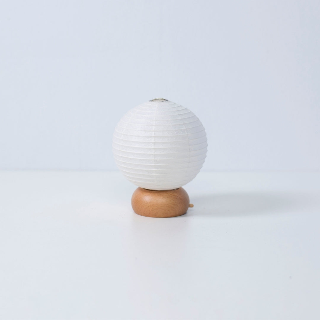 Japansk papir bordlampe "Mini Circle" – Rundformet sengelampe lavet af japansk papir