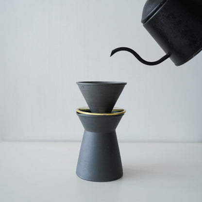 Japanese Banko yaki Black Coffee Server with black kattle