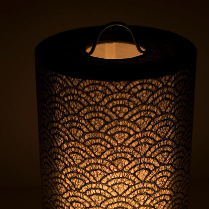 Japanse Papieren Tafellamp "Lace Washi" Zwart – Elegante, Draagbare Papieren Lamp Creëert Warme Sfeer, Perfect voor Slaapkamers