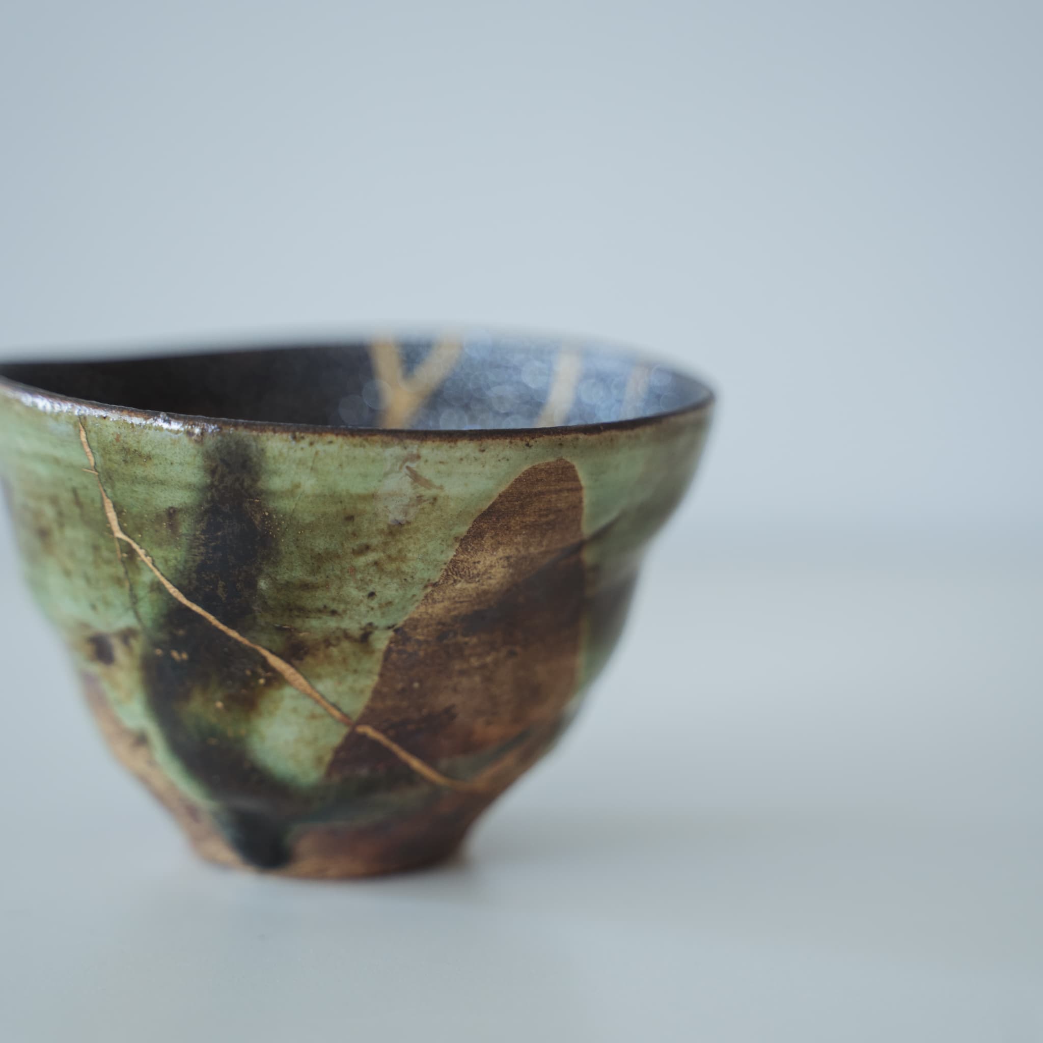 Close-up View of Kintsugi Tea Bowl "Starry Sky and Valley"