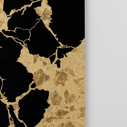 Close-up of Japanese wall art Kintsugi black large – Kanazawa gold wabi sabi art