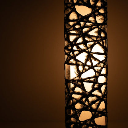 Lampe japonaise au sol ME-LOOK 02, noire et lumineuse, abat-jour complexe en papier washi Melook
