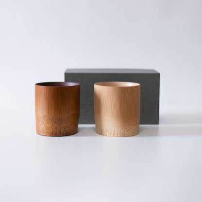 Cadeauset van bamboekoppen, vervaardigd met traditionele technieken uit Kyoto, Japan.