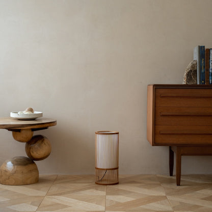 Japanese Bamboo Floor Lamp "Tutu" Small in Japandi style interior – Stylish Japandi floor living room lamp & bedroom