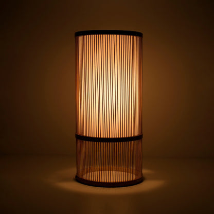 Japanese Bamboo Floor Lamp "Tutu" Small illuminating a dark room - Sophisticated bamboo standing lamp for Japandi living room