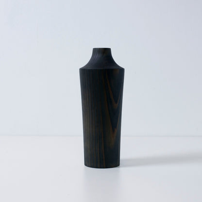 Japansk cedertræs vase Indigo 02 – Japansk cedertræs vase i indigo finish, håndlavet design til japansk blomsterarrangement