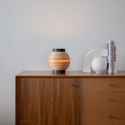 Japanse Woonkamerlamp Beukenhout Chochin 02 met Vuur Gloed