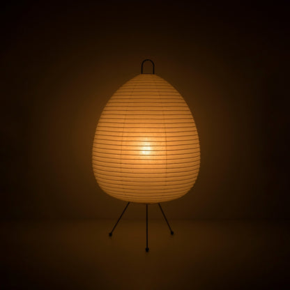 Japanese Paper Floor Lamp "Chochin lamp 01" illuminating a dark room, Authentic Washi Paper Lamp for bedroom & Living room