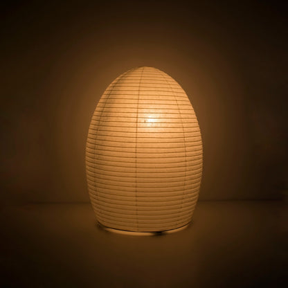 Japanese Paper Floor Lamp "paper moon 11" illuminating a dark room, Traditional Washi Paper Lamp for Cozy Living room