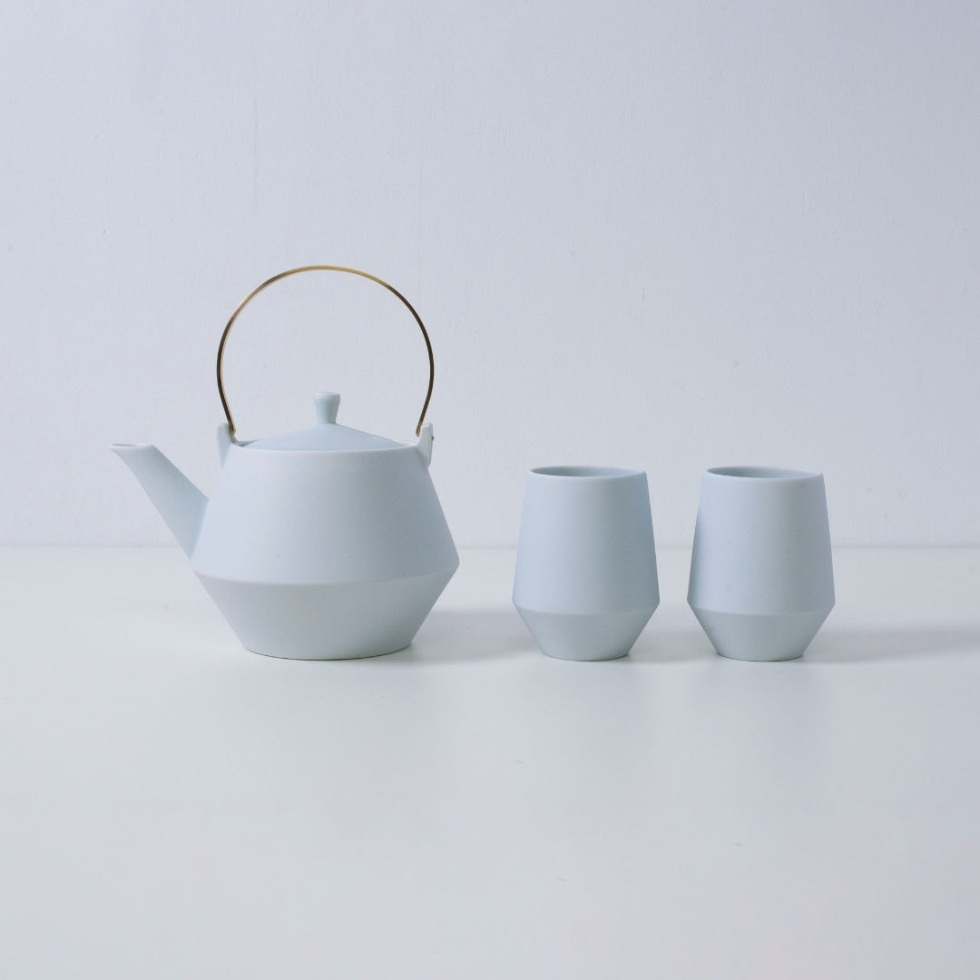 Lyseblå japansk tekande sæt med yunomi tekopper – håndlavet porcelæn japansk tesæt