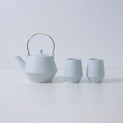 Lyseblå japansk tekande sæt med yunomi tekopper – håndlavet porcelæn japansk tesæt