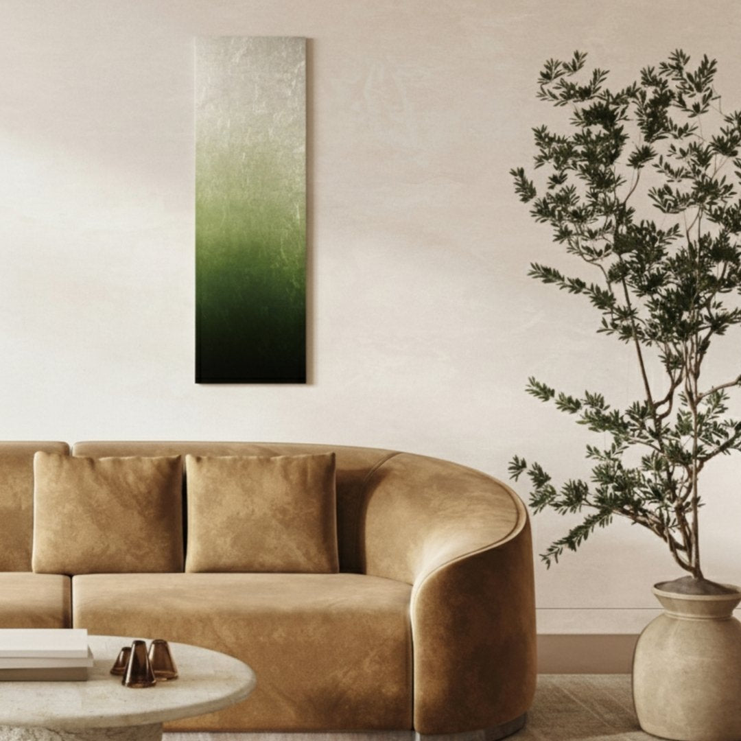 Japansk vægkunstpanel Suiryoku på væggen – minimalistisk wabi sabi japansk vægdekoration grøn