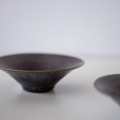 Close-up of Kintsugi Bowl Purple Nebula 01 side, highlighting the intricate Kintsugi repairs