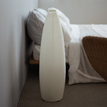 "Lampe de sol japonaise fine en papier Paper Moon 13 – Lampe Washi moderne pour chambre Japandi"