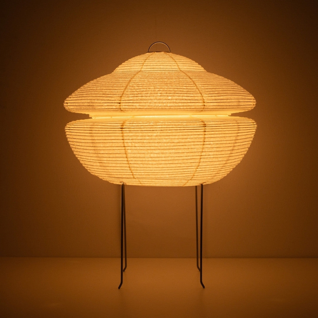 Lampe sur pied japonaise GEMINI 01, lumineuse et chaleureuse, en papier washi, design moderne
