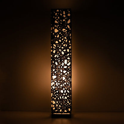 "Lampe sur pied japonaise ME-LOOK 01, noire, à la lueur chaleureuse, colonne élancée en papier japonais washi"