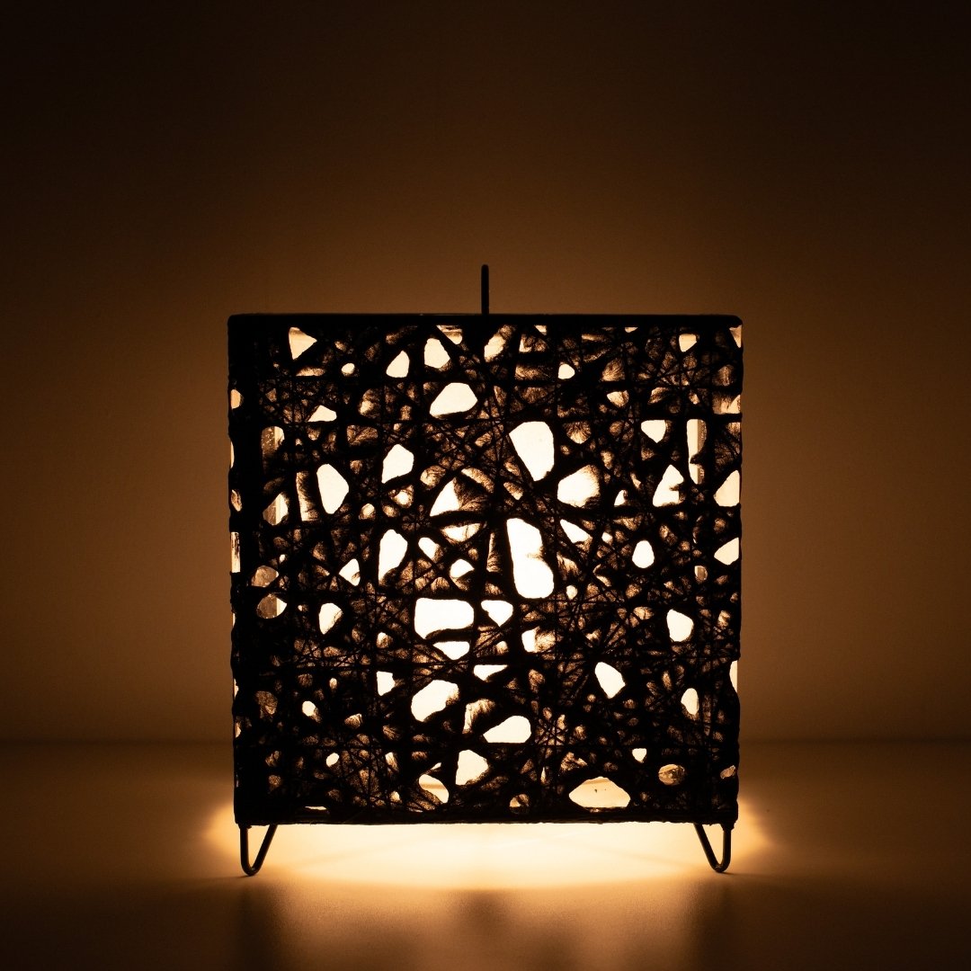 Lampe sur pied japonaise en papier noir, à la lueur chaude, ME-LOOK 03, lampe sur pied japonaise cubique compacte