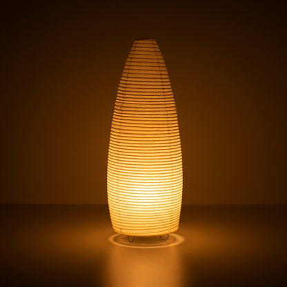 "Lampe japonaise en papier « paper moon 03 » à la lueur chaleureuse – grand lampadaire artisanal en papier Mino Washi"