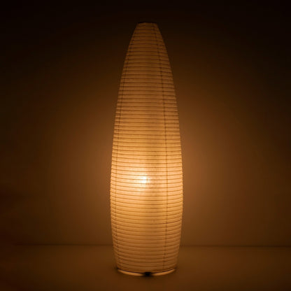 "Lampe japonaise en papier « paper moon 13 » à la lueur chaleureuse – Lampadaire vertical fait main en papier Mino Washi"