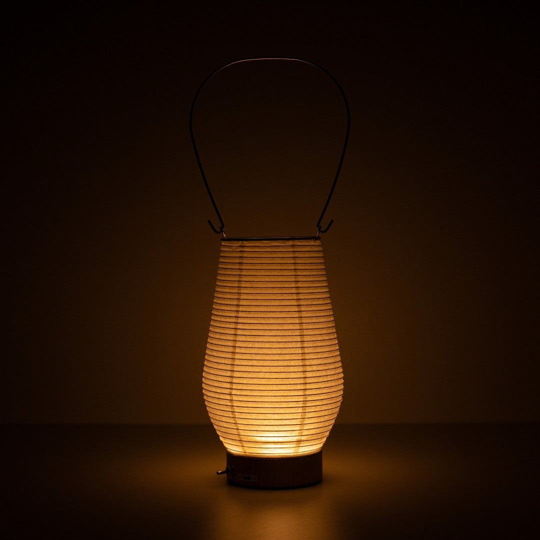 Elegant Japanese paper table lamp RIN 02, handcrafted Mino washi Japanese table lamp for living room & bedroom
