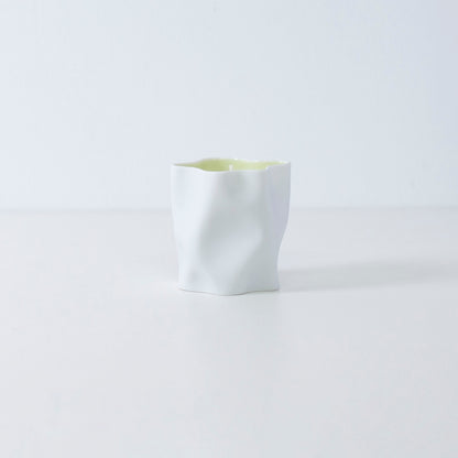 Japanese candle WASHI with leather, ylang-ylang, and Japanese Incense in pale green porcelain holder