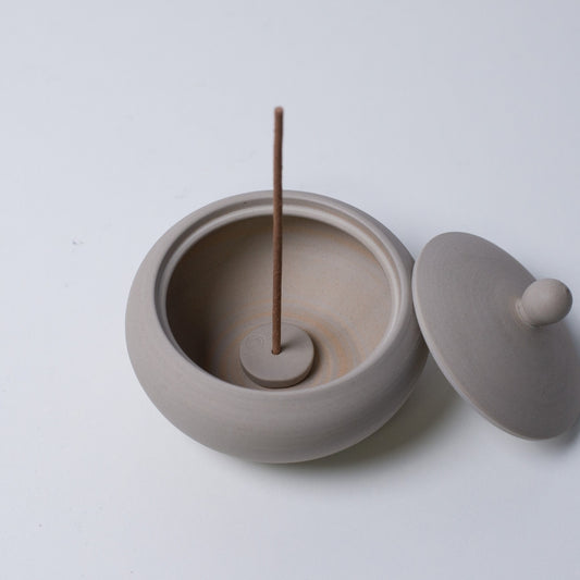 Top view of Japanese Incense Burner "Monk's Bowl" White for incense burning and japanese decor