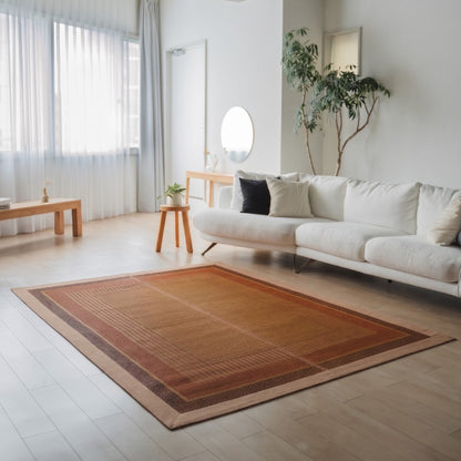 Japanse Tatami vloerkleed "Ranks" Natuurlijk Beige op een houten vloer in een lichte woonkamer voor ruime, bewuste ontspanning.