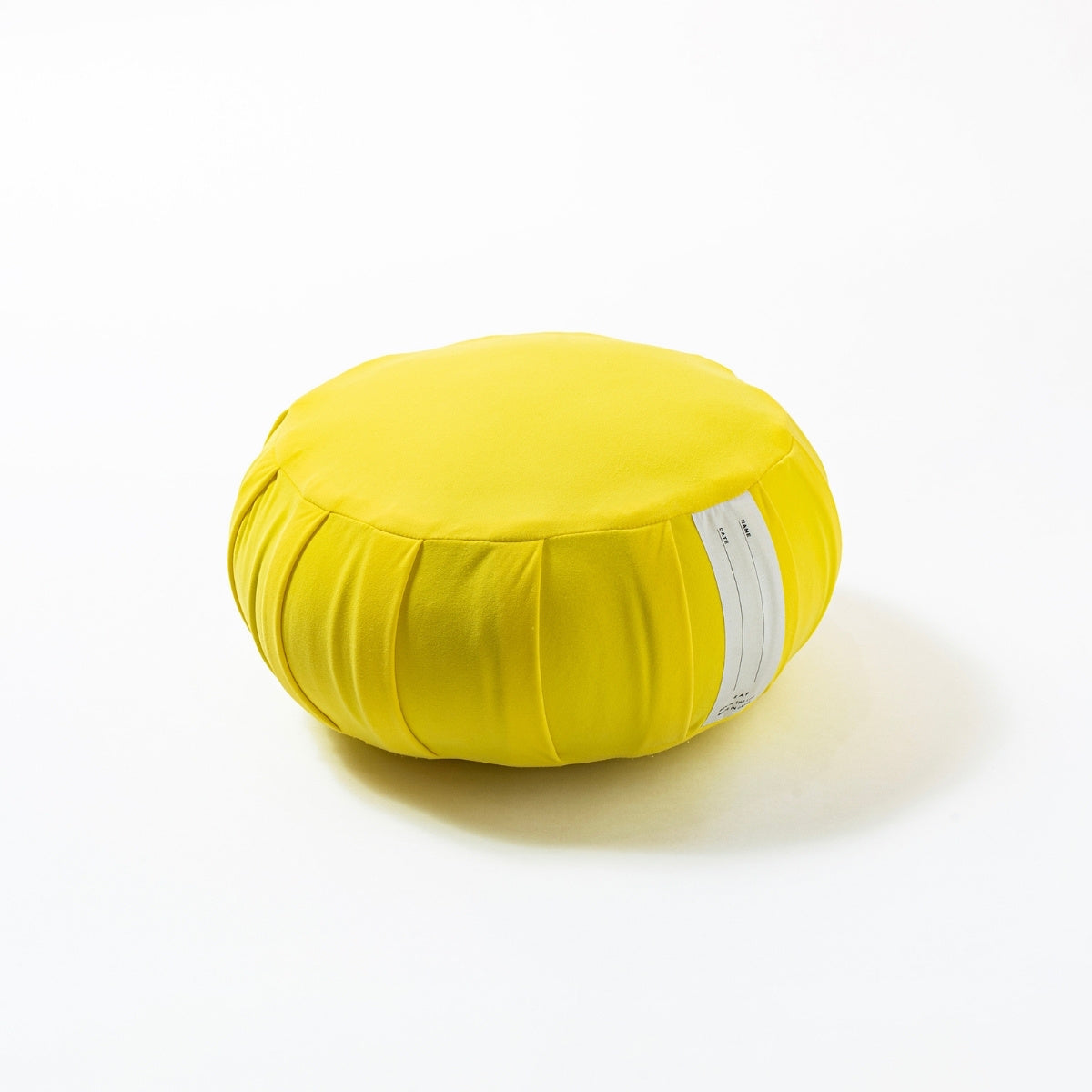 Coussin de méditation japonais zafu "ZAF MOMENT" moyen, jaune mimosa, kapok - Design rond plissé pour la méditation zen et le yoga.