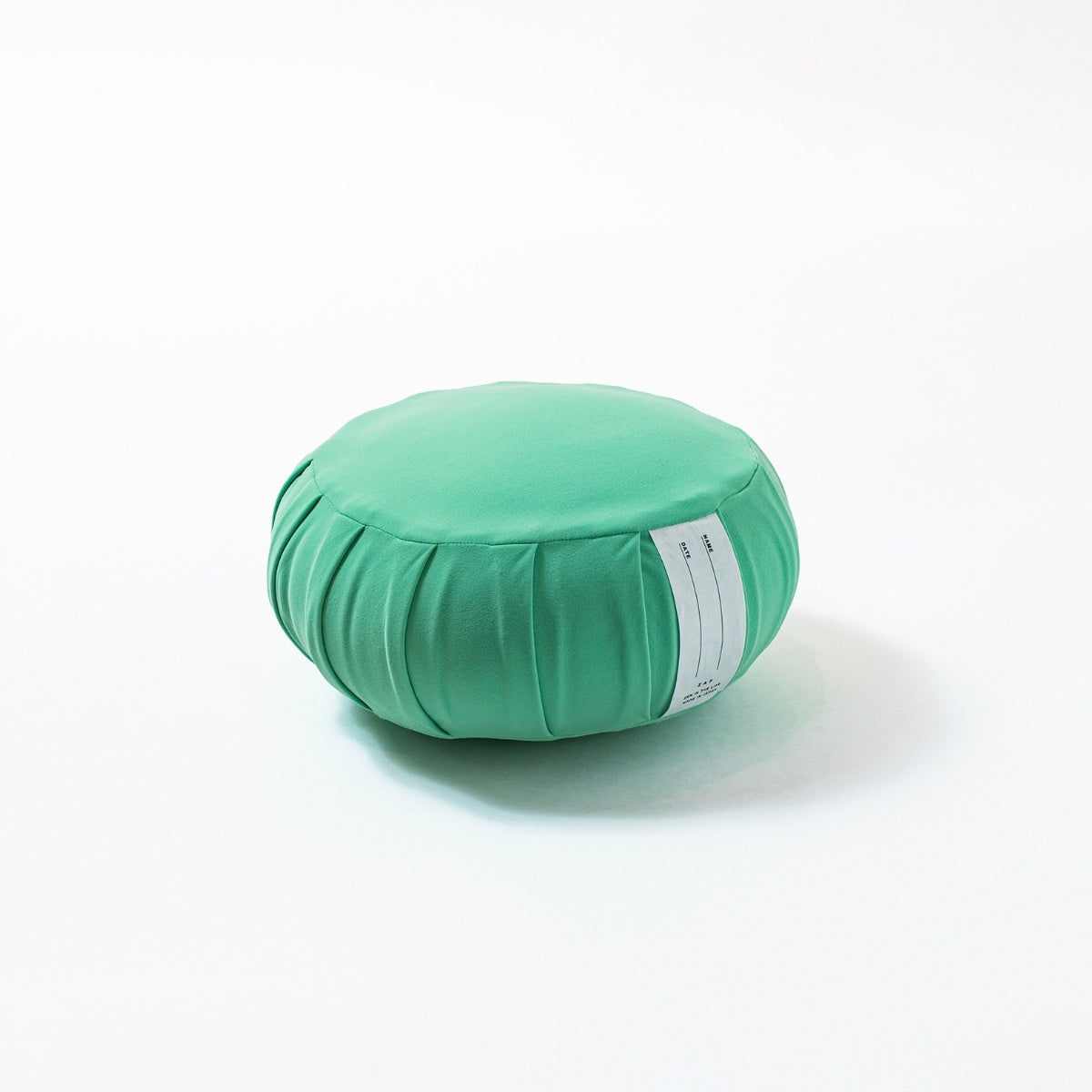Japanese meditation cushion zafu "ZAF MOMENT" medium, mint green, kapok - Round pleated design for zen and yoga meditation.