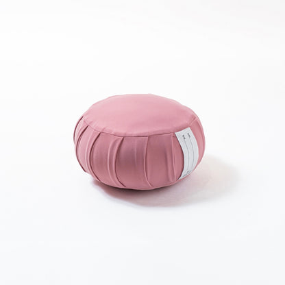 Japansk meditationspude zafu "ZAF MOMENT" lille, rosa, kapok - Rundt plisseret design til zen- og yogameditation.