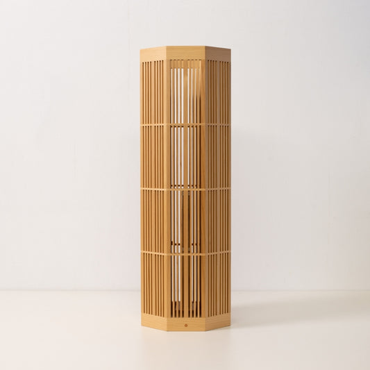 Japanese Wood Floor Lamp SAN Large, Natural, Aomori Hiba - Japanese Floor Lamp for Japandi interiors