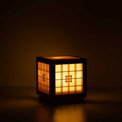Japanese Wood Table Lamp Honoka, Natural, Aomori Hiba - Ambient Lamp for Bedroom