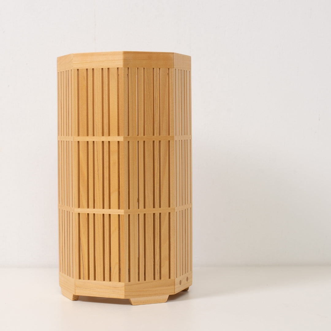 Japanese Wood Table Lamp Kagayaki, Natural, Aomori Hiba - Accent Lamp for Japandi Style interiors